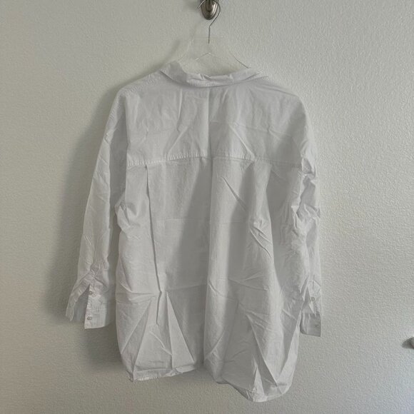 Madewell The Oversized Straight Hem Shirt in Signature Poplin in Eyelet White - Picture 9 of 9